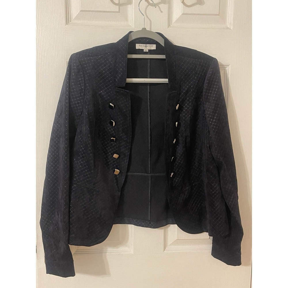 KATE & ROSY Large Black Blazer Silver Buttons New With Tags